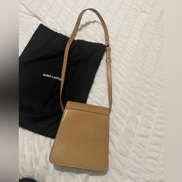 YSL Saint Laurent Kaia North/South Leather Shoulder bag vintage brown gold - Picture 2 of 6